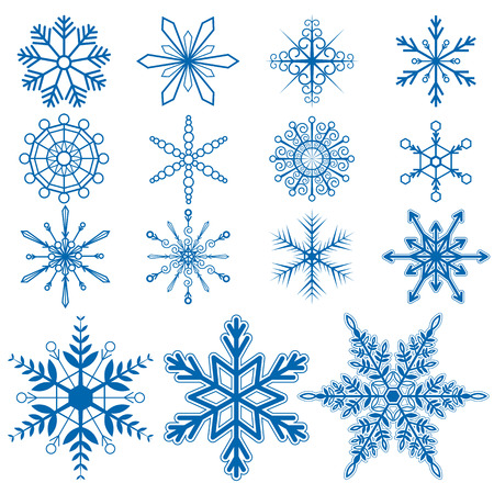 Snowflake set1 Vectors on white backgroundのイラスト素材