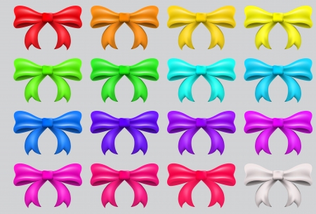 colorful ribbon bows - red, pink, blue, gold - all colors collectionのイラスト素材