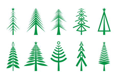 Green Christmas trees icon on White Backgroundのイラスト素材