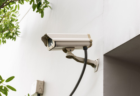 Security Camera or CCTV on the wallの写真素材