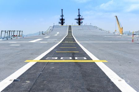 Runway at takeoff on battleship and Runway Aircraft Carrierの写真素材