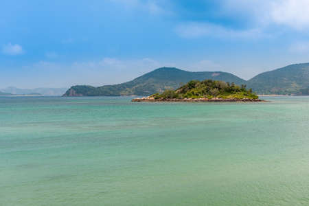Beach and mountains in Sattahip Chonburi Thailandの写真素材