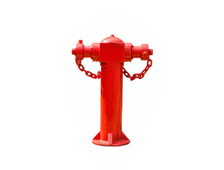 Red fire hydrant on white backgroundの写真素材