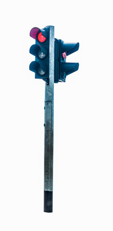 Real photo of traffic light isolated on white backgroundの写真素材