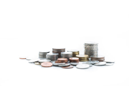coin stack isolated  on white backgroundの写真素材