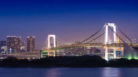 Night View of Rainbow Bridge Seen from Odaibaの写真素材