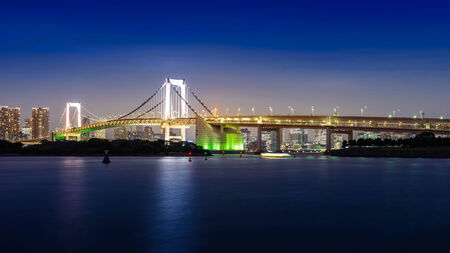 Night View of Rainbow Bridge Seen from Odaibaの写真素材