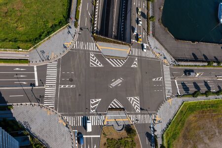 traffic on junction in city at yokohama, japan