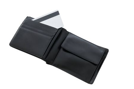 black wallet with credit cards isolated on a white background