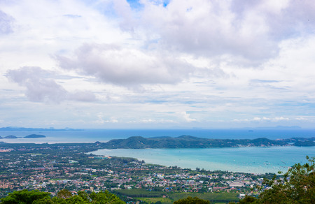 parnoramic view of Phuket town, sea, mountains.の写真素材