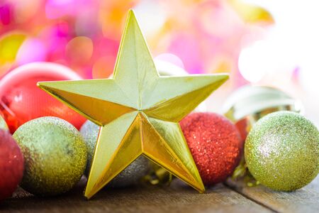 Christmas decoration on abstract bokeh backgroundの写真素材