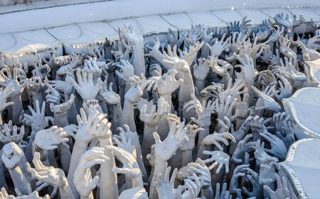 Wat Rong Khun,Chiangrai, Thailand. Some details Decorative arts, Buddhismのeditorial素材