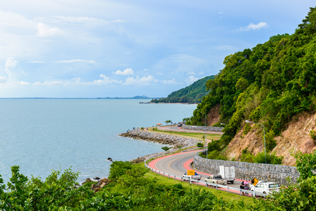 CHANTHABURI, THAILAND - MAY 14, 2017 : Chalerm Burapha Chonlathit Highway look from Noen Nangphaya View Point , Chanthaburi province, Thailandのeditorial素材