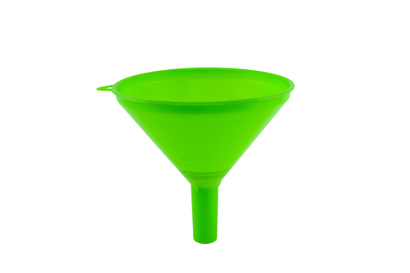 plastic water filling funnel, Cone for filling water or liquid, Plastic funnel liquid isolated on white background with clipping pathの写真素材