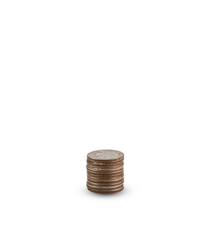 Coin stacks as a graph isolated on white backgroundの写真素材