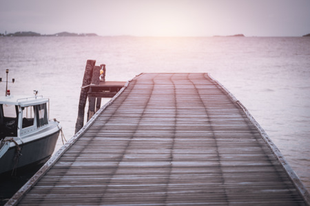 The wooden bridge in the sea at Khao Laem Ya-Mu Ko Samet National Park, Rayong, Thailandの写真素材