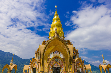Big Main Pagoda in Wat Phra That Pha Son Kaew temple at Phetchabun Thailandの写真素材