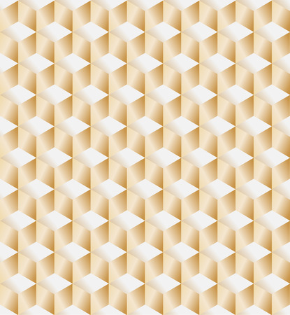 Vector 3D Gold Geometric Square Gold Background seamless pattern. Modern stylish texture. Repeating tilesのイラスト素材