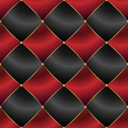 Background of Elegant Quilted Pattern Vip Black and Red Thread Luxury Expensive Concept Decorative Upholstery Soft Textureのイラスト素材