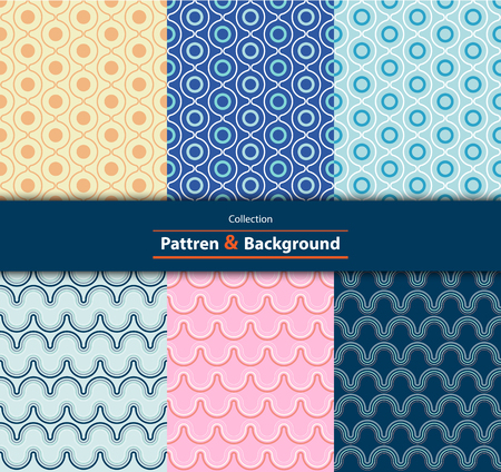 Collection of Retro different vector seamless patterns tiling. Can be used for wallpaper, pattern fills, web page background, cloth, textures ornamentsのイラスト素材