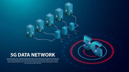 5G Data network technology communication with circuit board is background. LTE aerial network connection, fastest internet in futureのイラスト素材