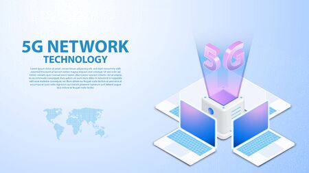 5g Communication Tower Wireless Hispeed Internet with Data center with circuit board is background. LTE aerial network connection, fastest internet in futureのイラスト素材