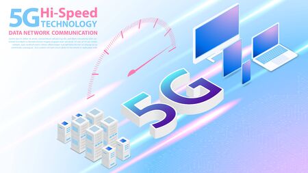 5g Hi-speed Technology Data Network Communication Wireless Internet with circuit board is...