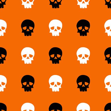 Halloween Seamless pattern with skull isolated on orange backgroundのイラスト素材
