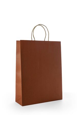 Mockup Blank Red paper shopping bags isolated on white background with clipping pathの写真素材