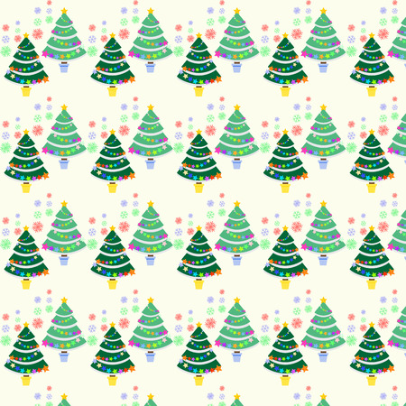 Seamless pattern with Christmas tree and snowflake for winter holidays designのイラスト素材
