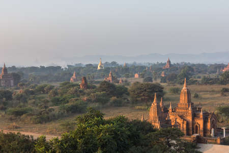 View from the Shwe Sandaw Pagoda during sunset in Bagan, Myanmar