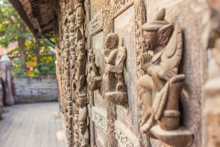 Shwenandaw Kyaung Temple or Golden Palace Monastery in Mandalay, Myanmarの写真素材