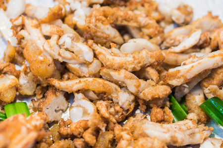 Stir-fried salted egg with squid ,Fried squid eggsの写真素材