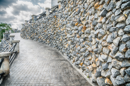 Sloping stone stair steps in vintage styleの写真素材