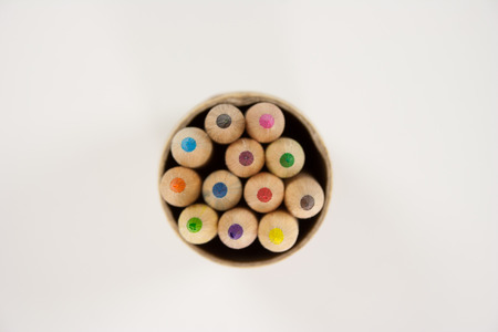 Color pencils in the circle box.の写真素材