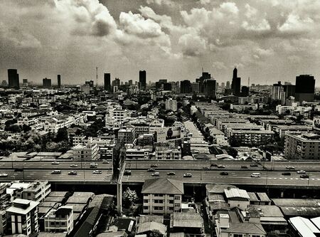 Sirat expressway in black and white, Phaya Thai Bangkok, Thailand.の素材
