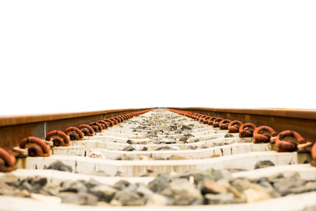 The railway on white background, it important for logistics, transportation, cargo, shipping, travel, commercial. It made from metal.の写真素材