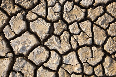 Wide cracks in the dried up ground