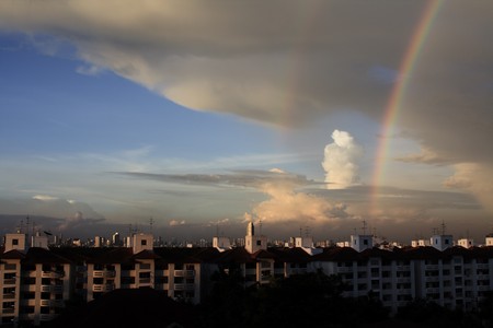 Beautiful rainbowの写真素材