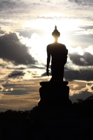 silhouette buddha imageの写真素材