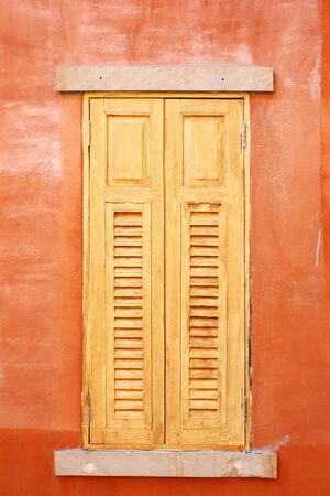 closed wooden windows in Italian styleの写真素材
