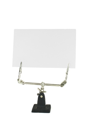 blank note with the clamp isolated on white backgroundの写真素材