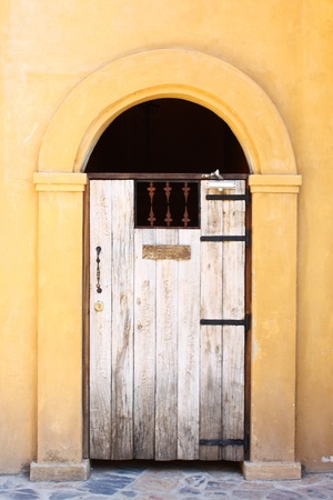 closed wooden door in Italian styleの写真素材
