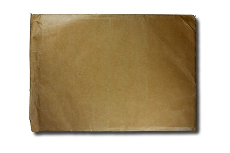 old brown envelope isolated on white backgroundの写真素材
