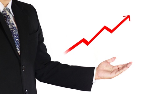 business man showing growth arrow の写真素材