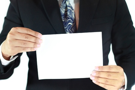 business man showing blank templateの写真素材