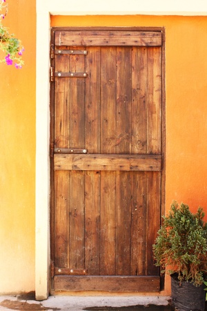 closed wooden doorの写真素材