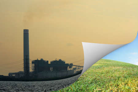 Factory view is opened slightly to the nature viewの写真素材