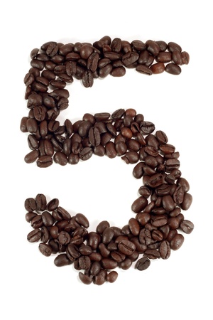 Number 5 from coffee beansの写真素材