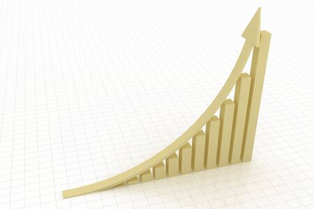 golden rise arrow with graph showing growth and profitの写真素材